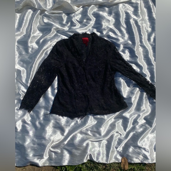 Js collection lace black overlay shirt size US 10 - Picture 1 of 9